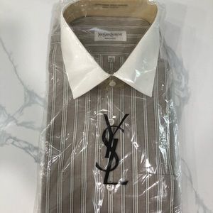 Brand new in plastic Yves Saint Laurent dress shirt. 16-1/2, 32-33.